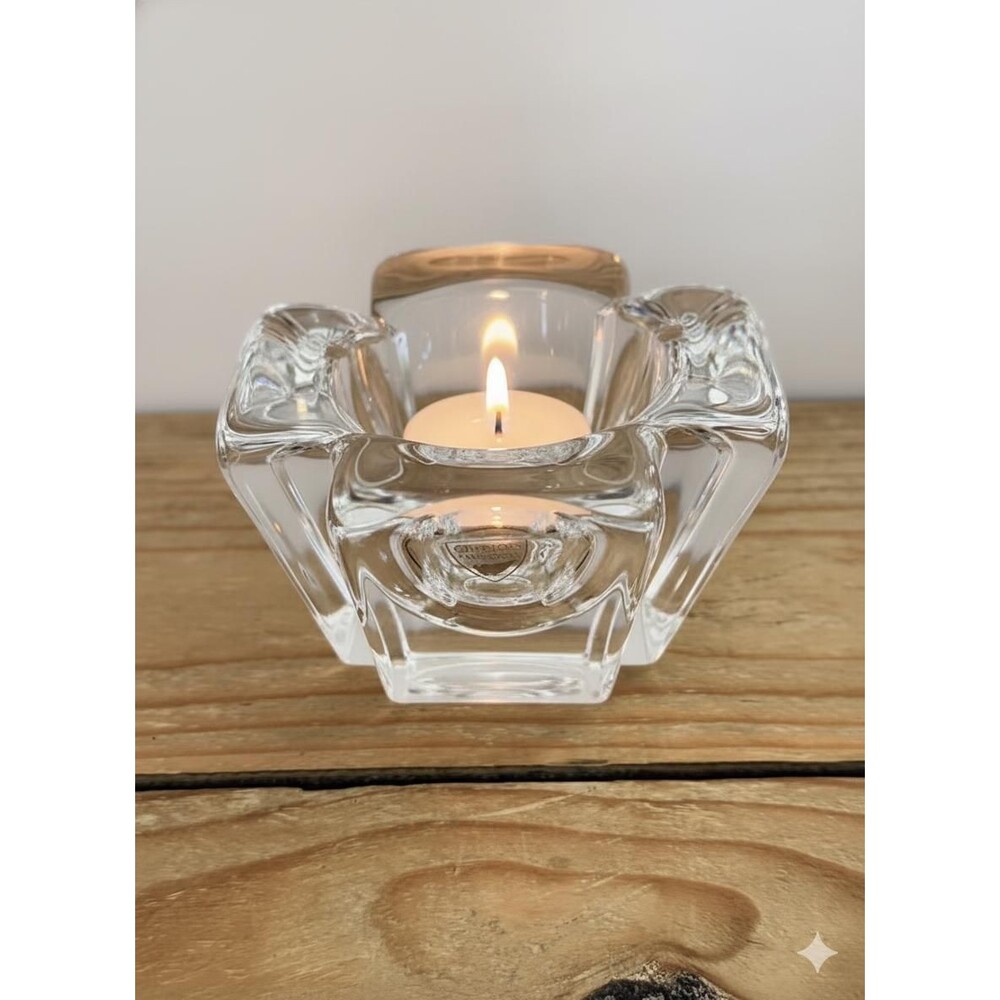Vintage Orrefors Crystal Votive Candle Holder, Anna Ehrner Swedish Art Glass